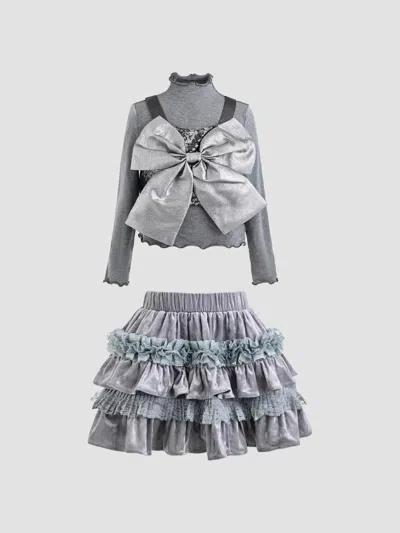 Tulleen Girl's Little Girl's & Girl's Melina Skirt Set In Gray