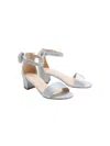 Tulleen Kids' Glitter Block-heels Sandals In Silver