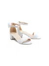 Tulleen Kids' Leather Block-heel Sandals In White