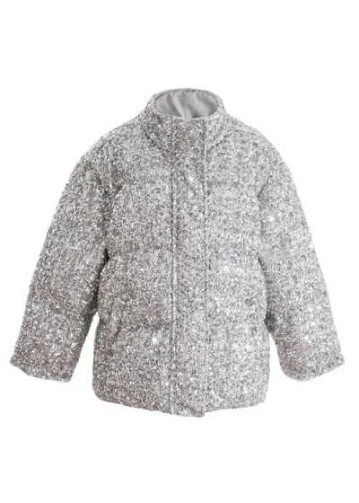 Tulleen Kids' Sequin-embellishment Puffer Jacket In Gray