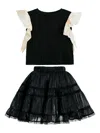 Tulleen Glitter Ruffled Skirt Set In Black