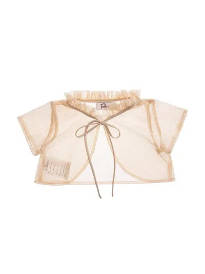 Tulleen Gold Mesh Ruffle Cardigan