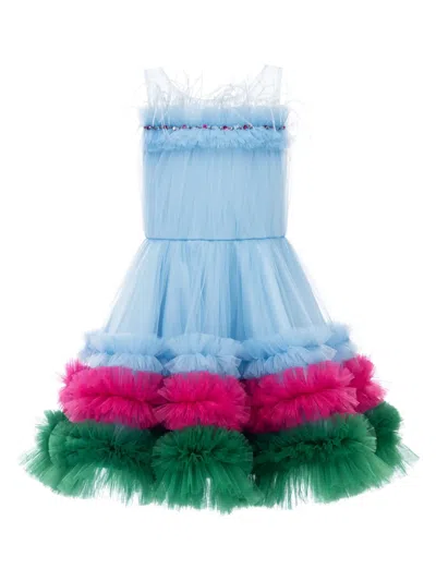 Tulleen Kids' Granada Ruffled Dress In Blue