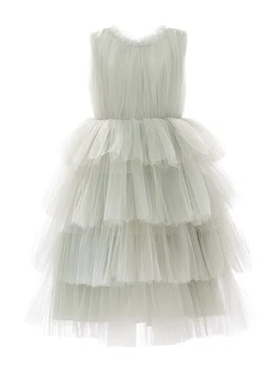 Tulleen Kids'  Green Farvue Tiered Tulle Dress