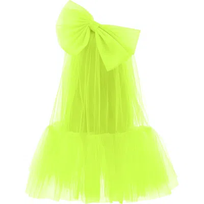 TULLEEN TULLEEN GREEN MAGGI NEON BOW TULLE DRESS