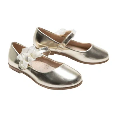 Tulleen Kids'  Haile Rhinestone Flower Flats In Gold