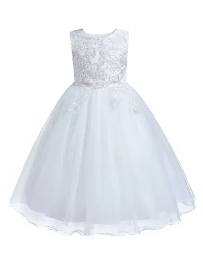 Tulleen Kids' Halsey Embroidered Dress In White