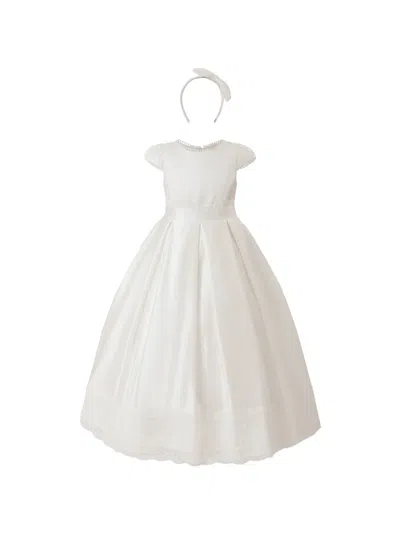 Tulleen Kids' Havenelle Pearl-trim Dress Set In White