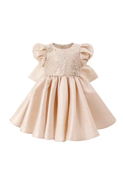 Tulleen Kids' Satin Bow Dress In Brown
