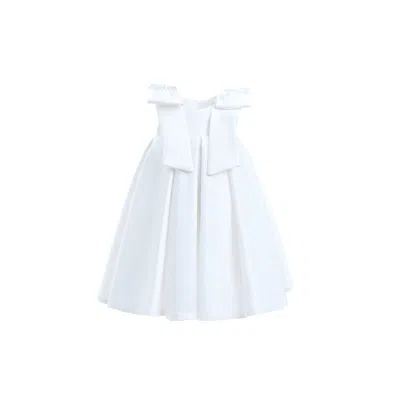 Tulleen Kids'  Ivory Palermo Satin Bow Pleated Dress