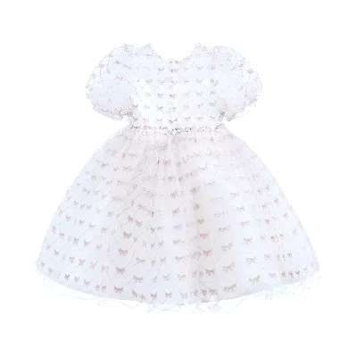 Tulleen Kids'  Ivory Pink Accented Tulle Fontana Dress