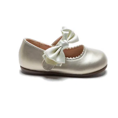 Tulleen Ivory Satin Elodie Bow Flats In Multi