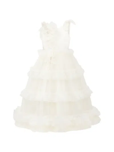 Tulleen Kids' Jasmine Sequin-embellished Tiered Tulle Dress In White