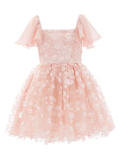Tulleen Kids' Jolene Appliqué Dress In Pink