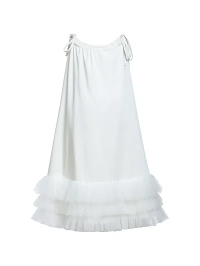 Tulleen Kids' Kendra Ruffle-hem Tie-strap Dress In White