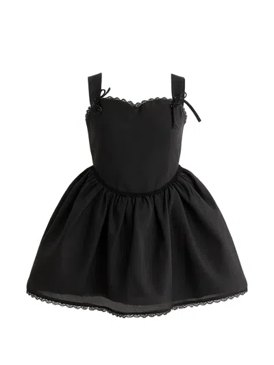 Tulleen Kids' Lace-trim Sleveeless Dress In Black