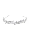 Tulleen Rhinestone Leaf Pattern Headband In Silver