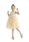 Tulleen Leah Layered Tulle Dress In Gold
