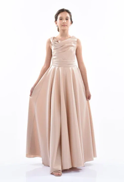 Tulleen Kids' Lenelle Rose-appliqué Gown In Pink