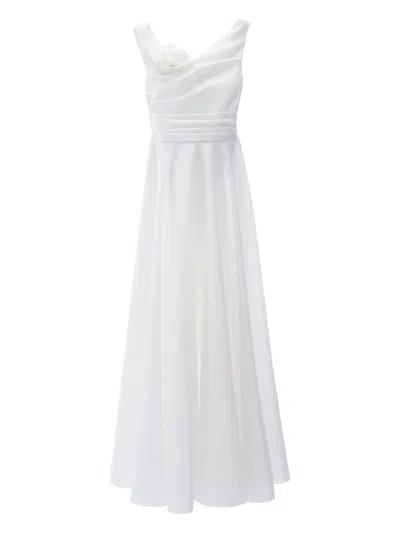 Tulleen Kids' Lenelle Rose-appliqué Gown In White