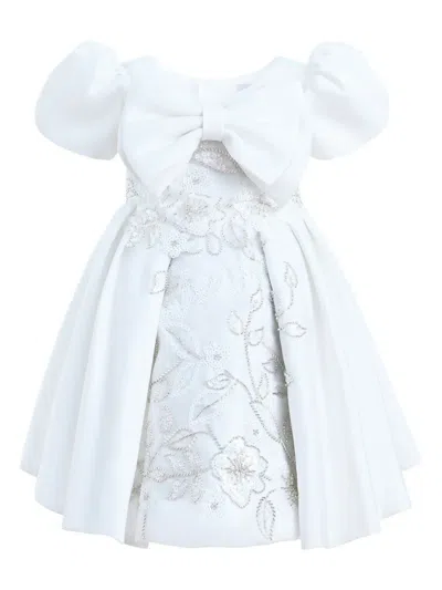 Tulleen Kids' Leona Floral Bow Dress In White