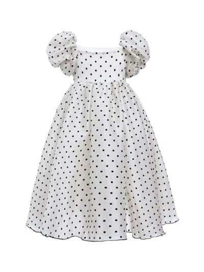 Tulleen Kids' Osuna Polka Dot Teacup Dress In Cream