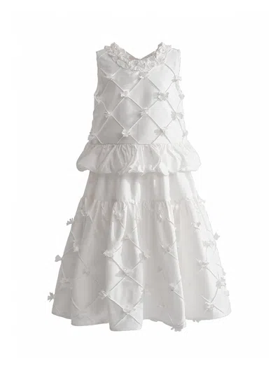 Tulleen Little Girl's & Girl's Quilted Skirt Set In White