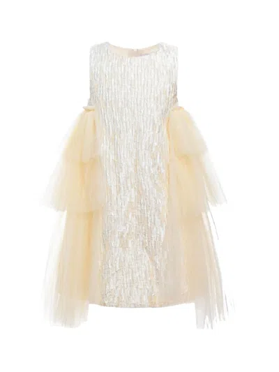 Tulleen Kids' Sonata Ruffle-detail Dress In Champagne