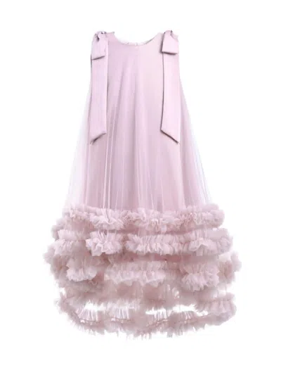 Tulleen Kids' Violeta Ruffled Tulle-overlay Dress In Pink