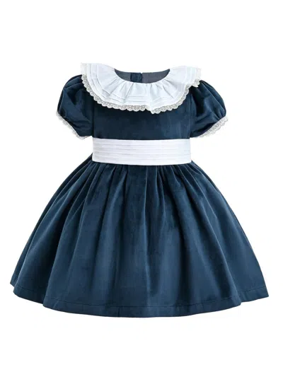 Tulleen Babies' Little Girl's Velvet Charm Dress In Blue