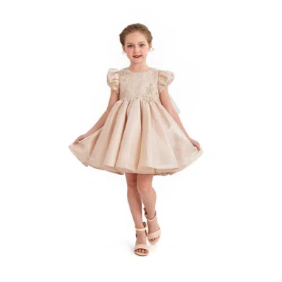 Tulleen Kids' Satin Bow Dress In Brown