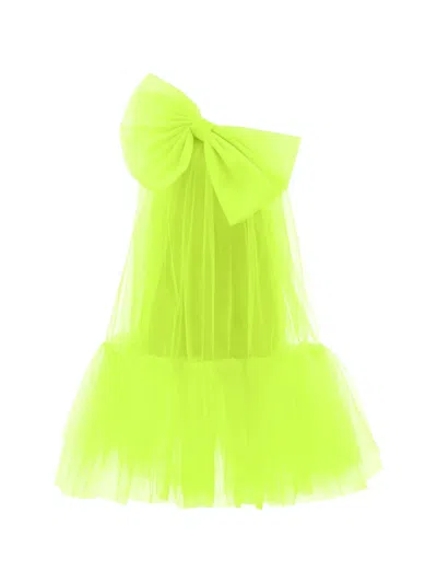 Tulleen Kids' Maggi Bow-detail Tulle Dress In Green