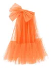 Tulleen Maggi Oversize-bow Tulle Dress In Orange