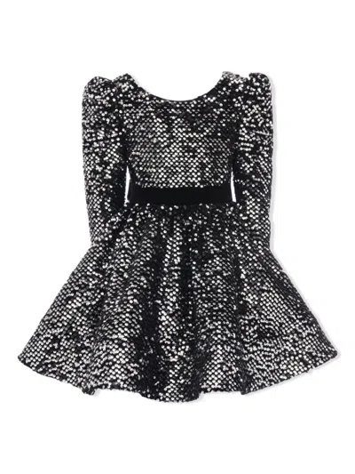 Tulleen Kids' Merribrook Bow Sequin-embellished Dress In Black