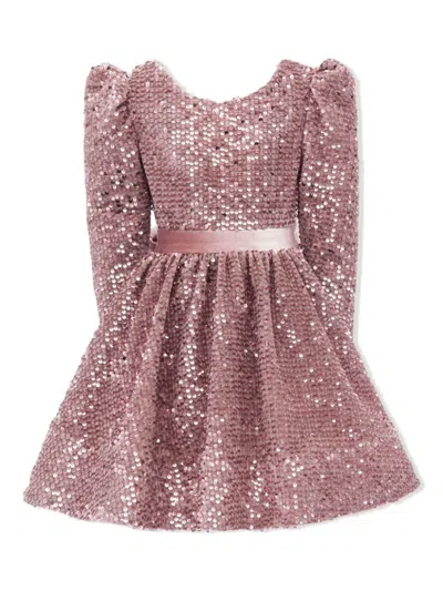 Tulleen Kids' Merribrook Bow Sequin-embellished Dress In Pink