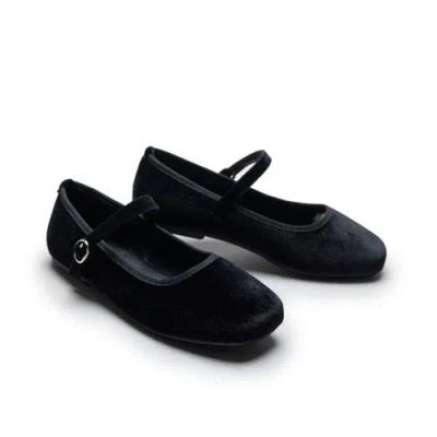 Tulleen Kids'  Michelle Satin Velvet Flats In Black