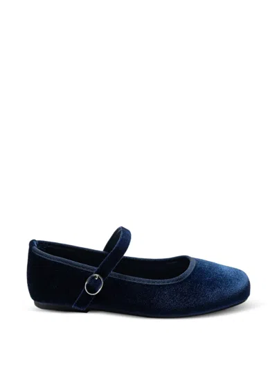 Tulleen Kids' Michelle Velvet Ballet Flats In Blue