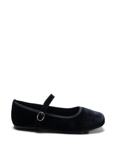 Tulleen Kids' Michelle Velvet-effect Ballet Flats In Black