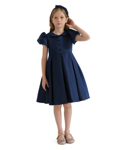 Tulleen Kids'  Navy Barrymore Teacup Button Dress