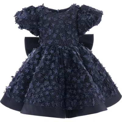 TULLEEN TULLEEN NAVY MONETA FLORAL BOW DRESS