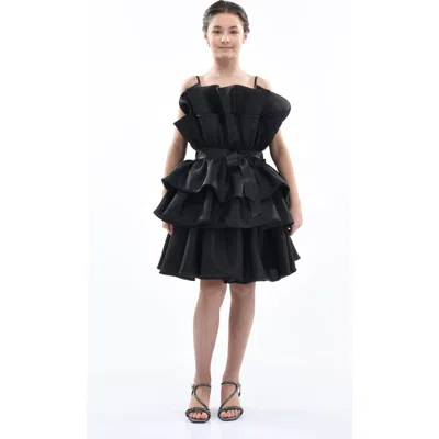 Tulleen Kids' Noella Ruffled Tulle Dress In Black