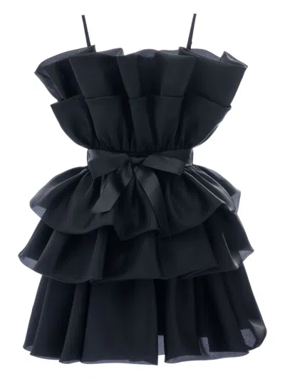 Tulleen Kids' Noella Ruffled Tulle Dress In Black