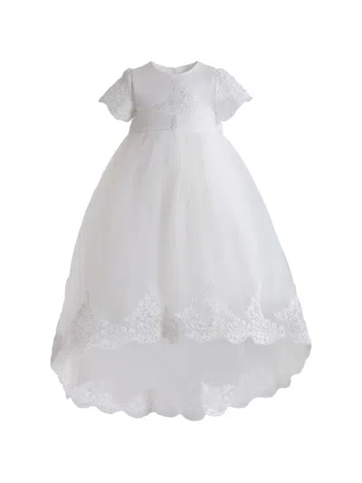 Tulleen Babies' Paloma Lace-trim High-low Dress In White