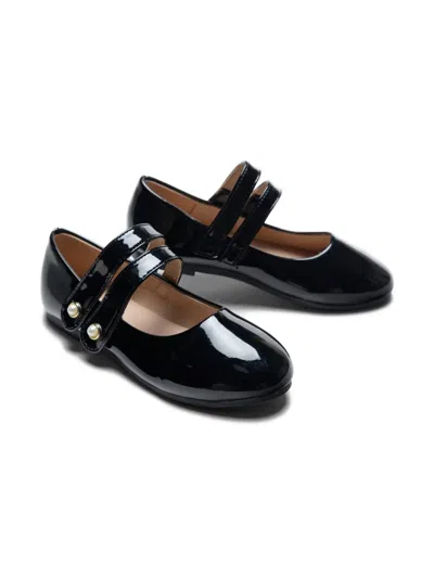 Tulleen Kids' Patent-finish Ballerina Shoes In Black