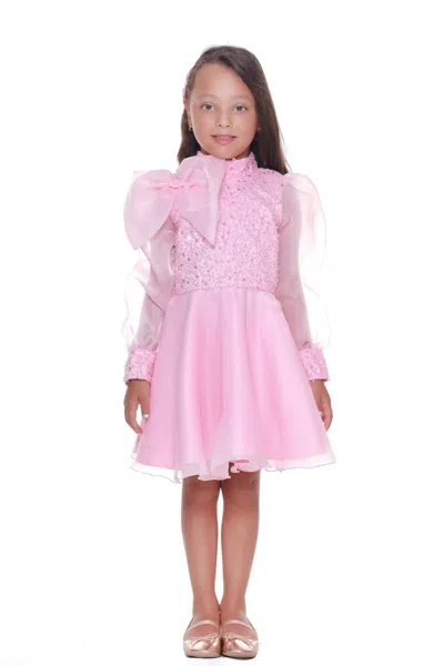 Tulleen Kids'  Pink Aaliyah Organza Bow Dress