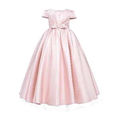 Tulleen Kids'  Pink Bow Long Brea Dress