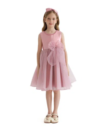 Tulleen Kids' Felice Tulle Bow Dress In Pink