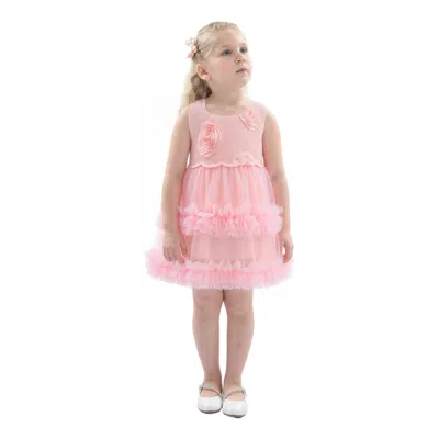 Tulleen Kids'  Pink Flower Layered Tulle Dress