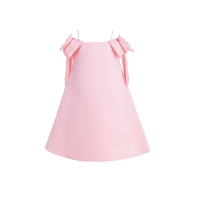 Tulleen Kids'  Pink Luneta Off-shoulder Bow Dress