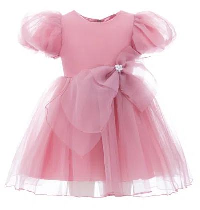 Tulleen Kids'  Pink Raspberry Bow Organza Dress